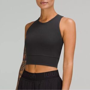 Lululemon Mesh Back Training Cropped Tank Top Bra In Graphite Gray for Workout